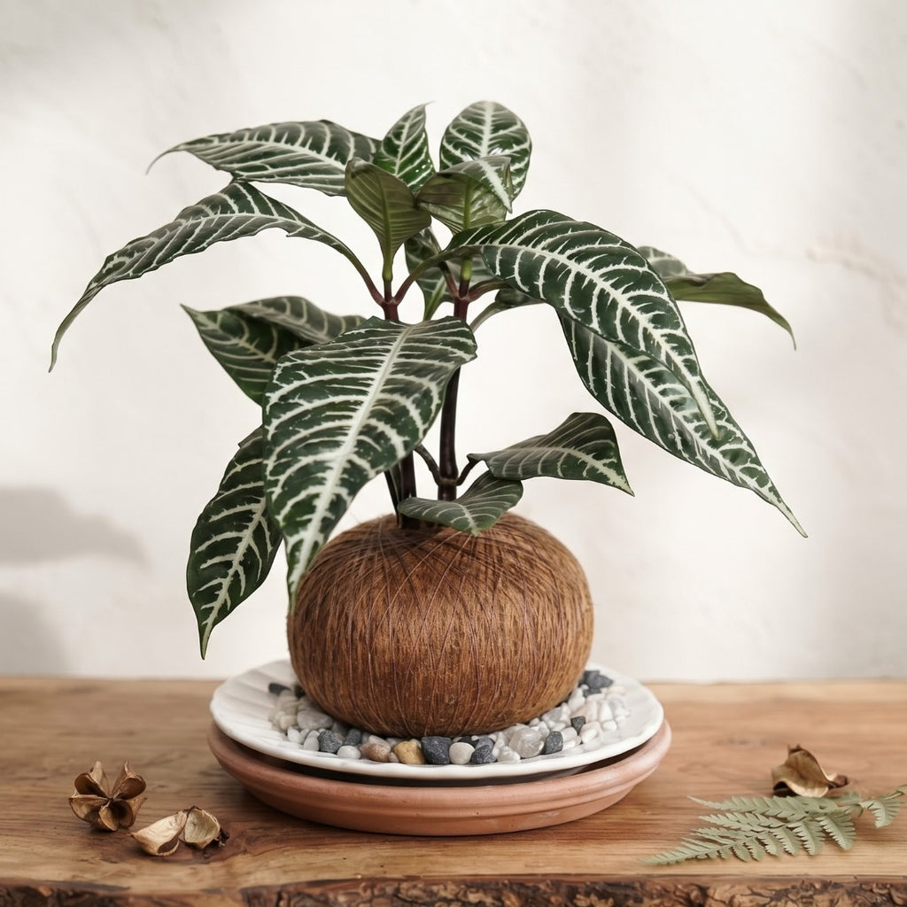Kokedama Aphelandra - Planta Cebra (Arte Botánico Vivo)